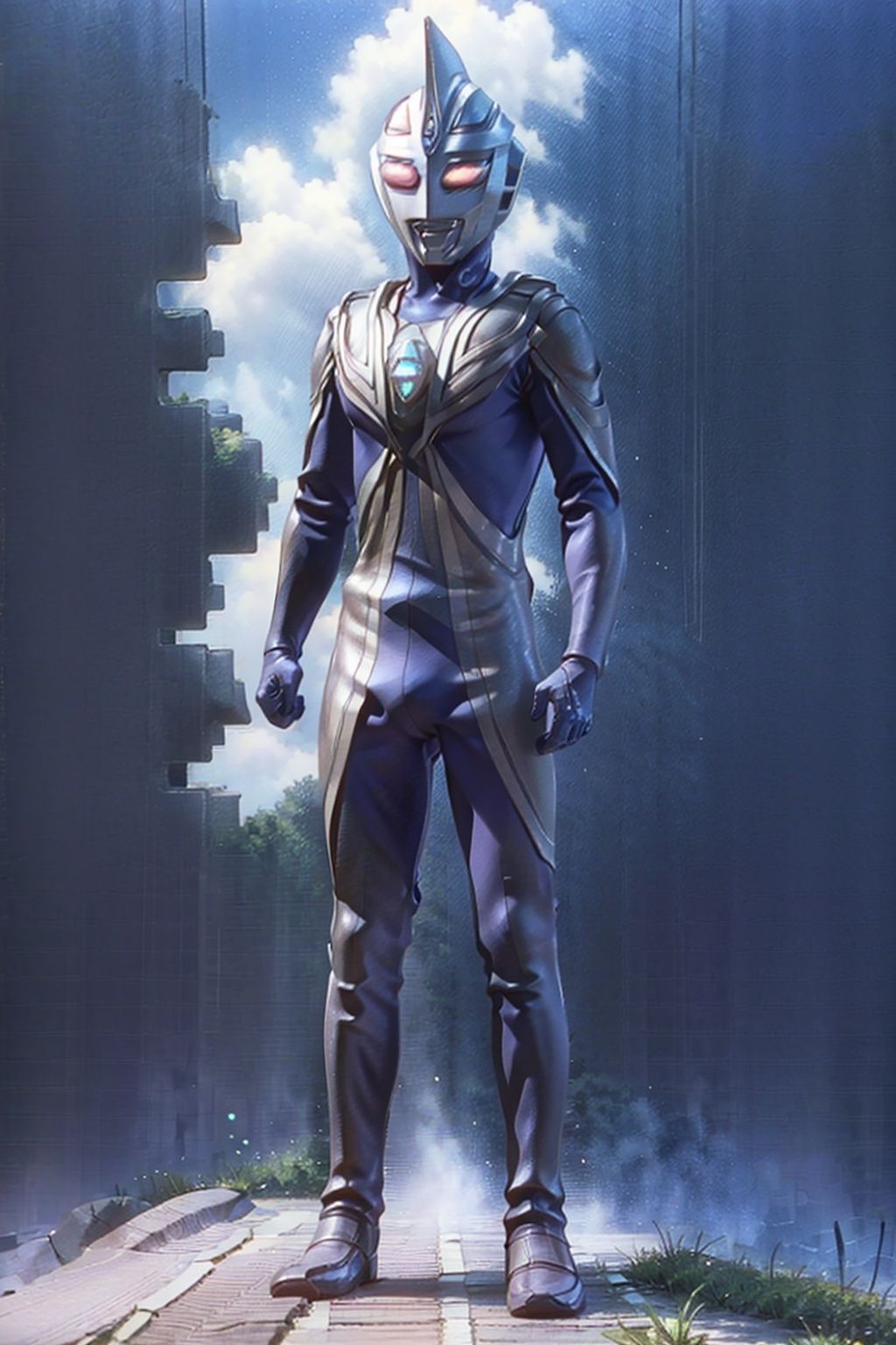 (masterpiece:1.3), (the best quality:1.2), (super fine illustrations:1.2), (Masterpiece), high quality, high detail, ((white background:1.2)), looking at viewer, (SOLO:1.4), outline, , simple background,glowing, armor,helmet,blue footwear,blue tight-fitting,silver pattern on body,bodysuit,gem,plugsuit,mask,cover,logo,boots,gloves,blue legwear,blue gloves,blue bodysuit,leather suit,latex,black pattern on body