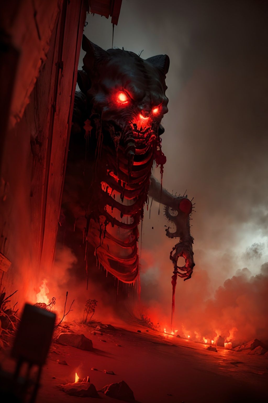 qzhorror, (masterpiece, top quality, best quality),horror (theme),masterpiece,(masterpiece, top quality, best quality, ((no humans)), scenery, red theme, night,