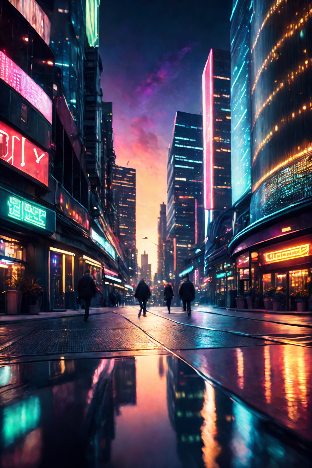 a vibrant cityscape with neon lights and a cinematic atmosphere,  ultra-detailed,  HDR by Ai Art Vision on Tensor.Art