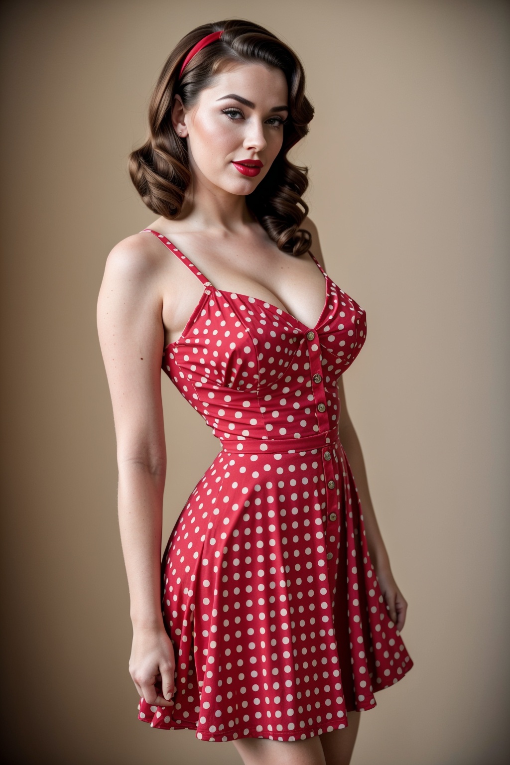 pinup woman posing,  style,  brunette pin up woman on Tensor.Art
