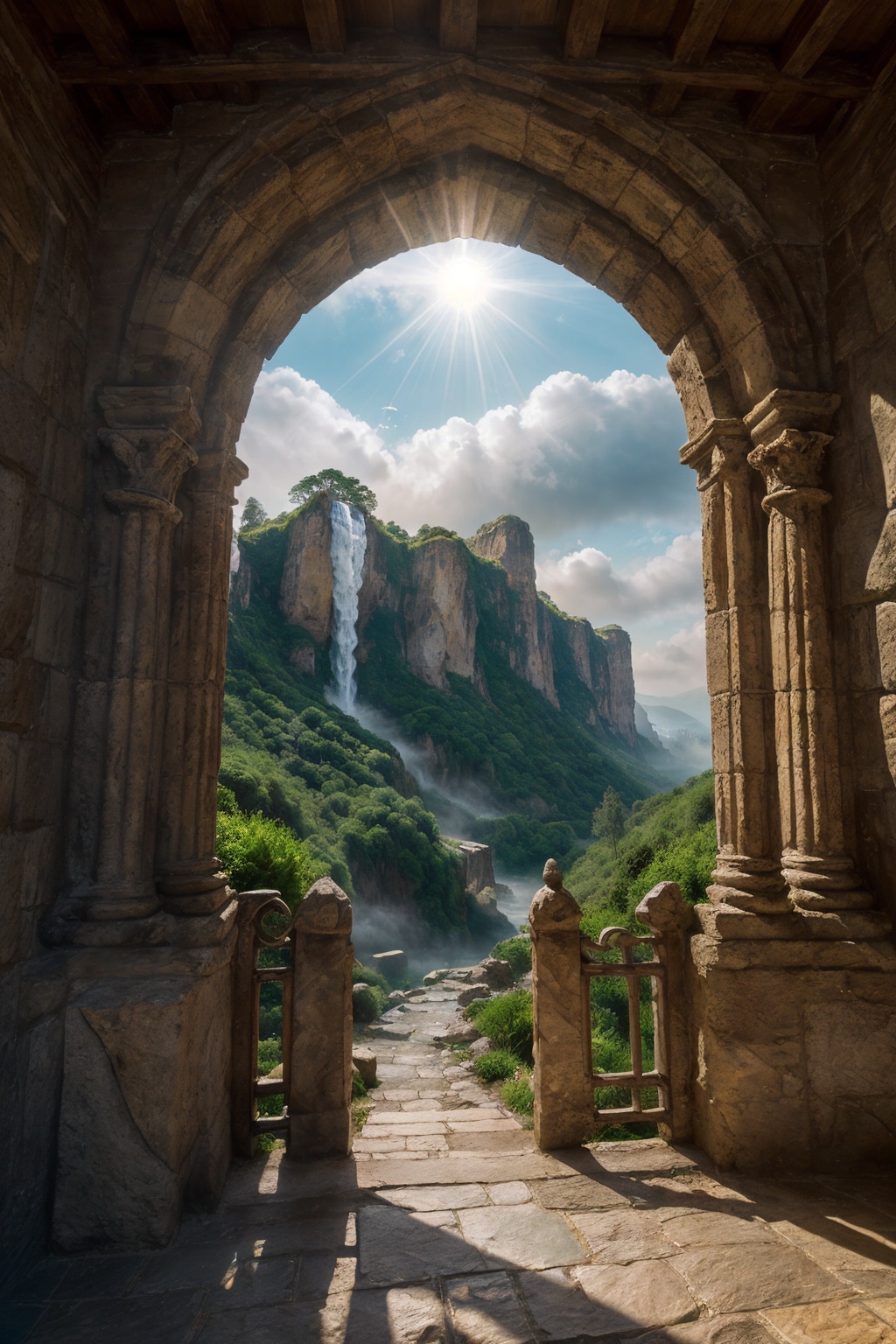 (epic fantasy castle perched on a mountainside,  dragons soaring overhead,  knights guarding gates by Ai Art Vision on Ten...