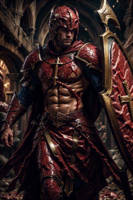 (dutch man),  fl3sh4rmor,  wearing flesh paladin armor on Tensor.Art