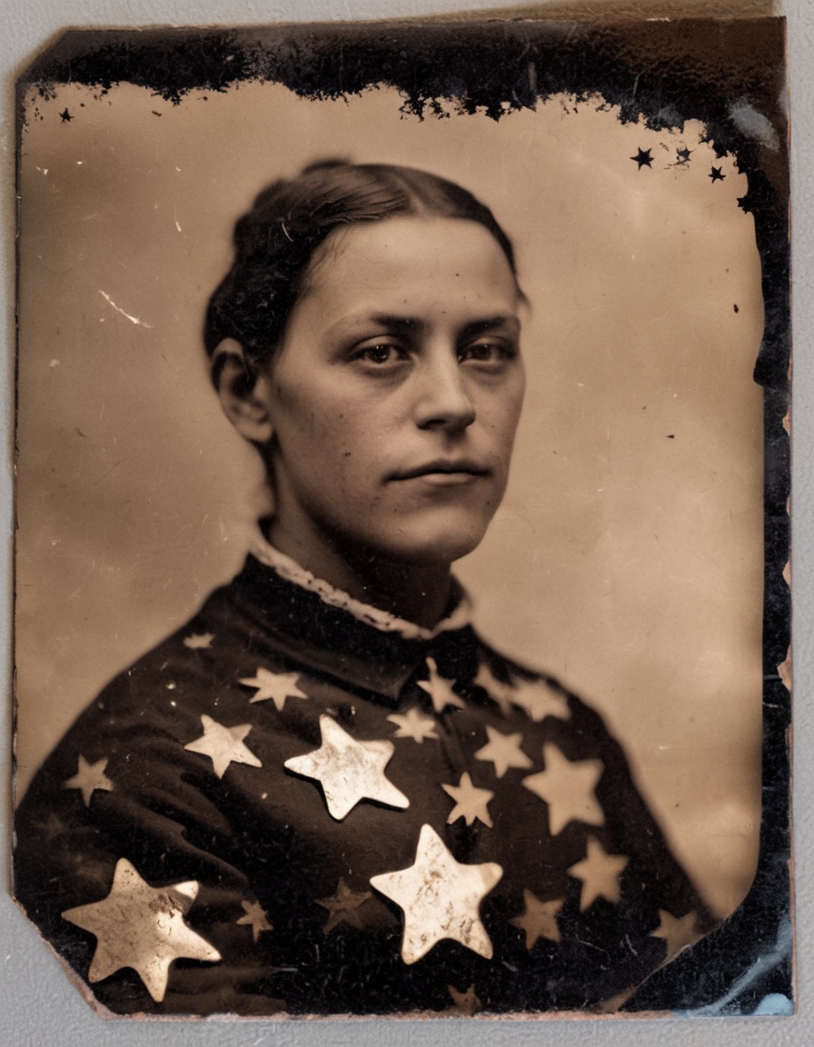 hyperrealistic tintype photo of a shadow filled with stars. extremely high-resolution details,  photographic,  realism pus...