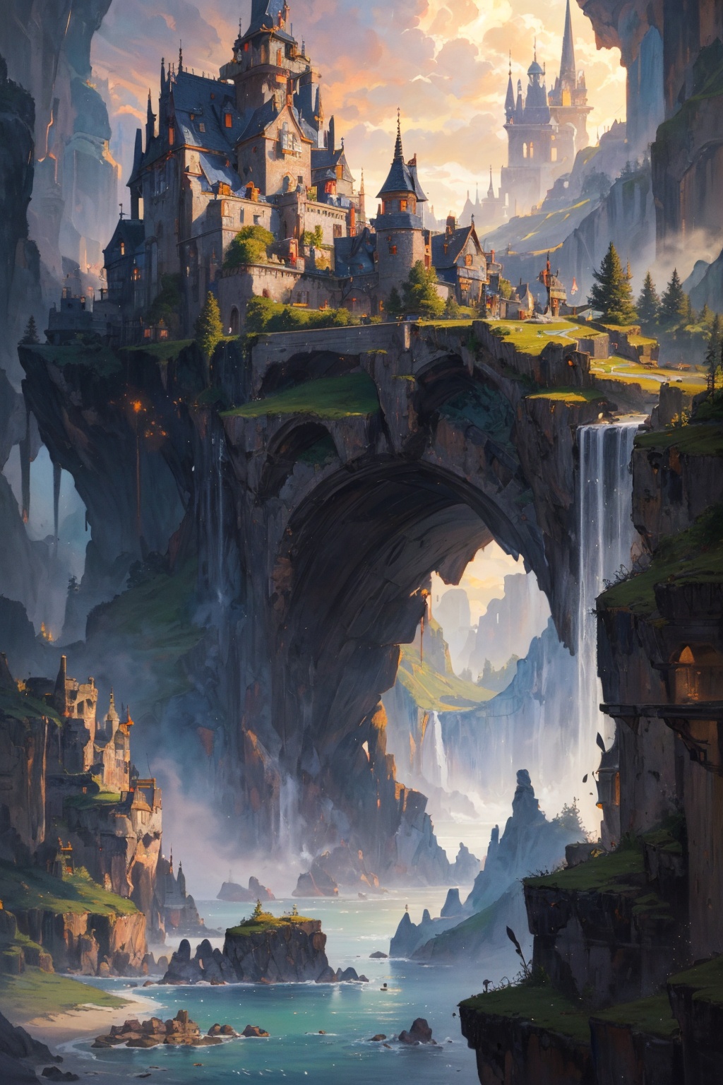 best quality,  fantasy,  excellent oil painting of a The Island of Dreams: A place where all your deepest desires come tru...