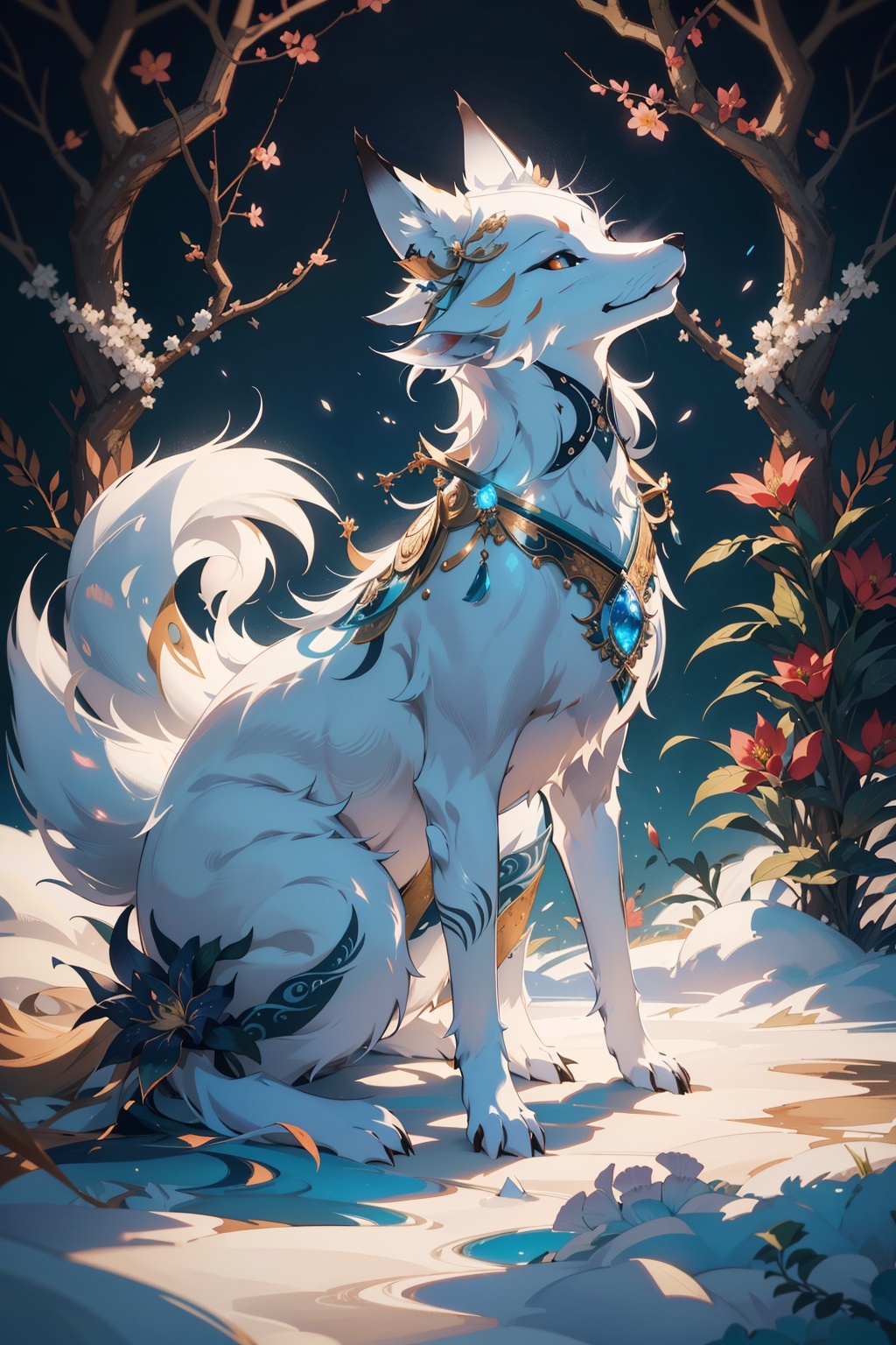 breathtaking,  masterpiece,  nine-tailed white fox on Tensor.Art