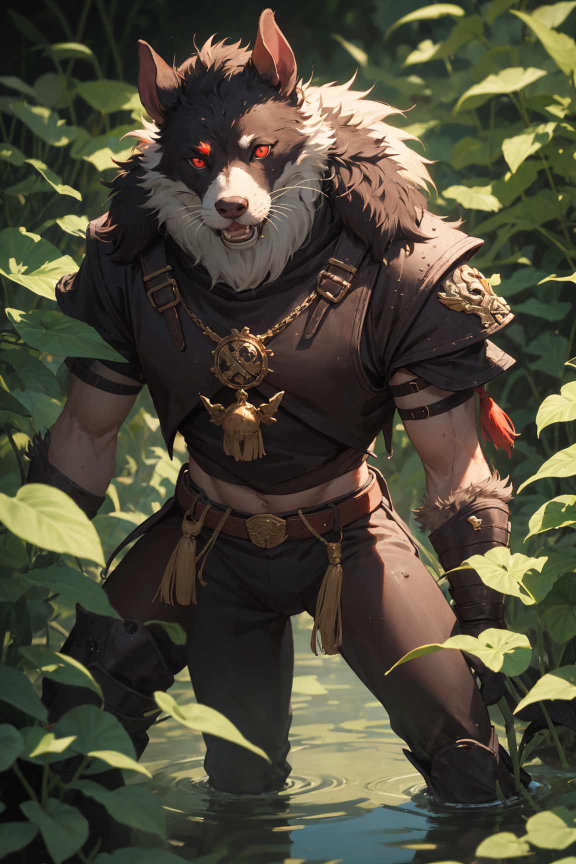 an awarded photography of Queek Headtaker - A skaven warlord with mottled fur,  beady red eyes,  and adorned with trophies...