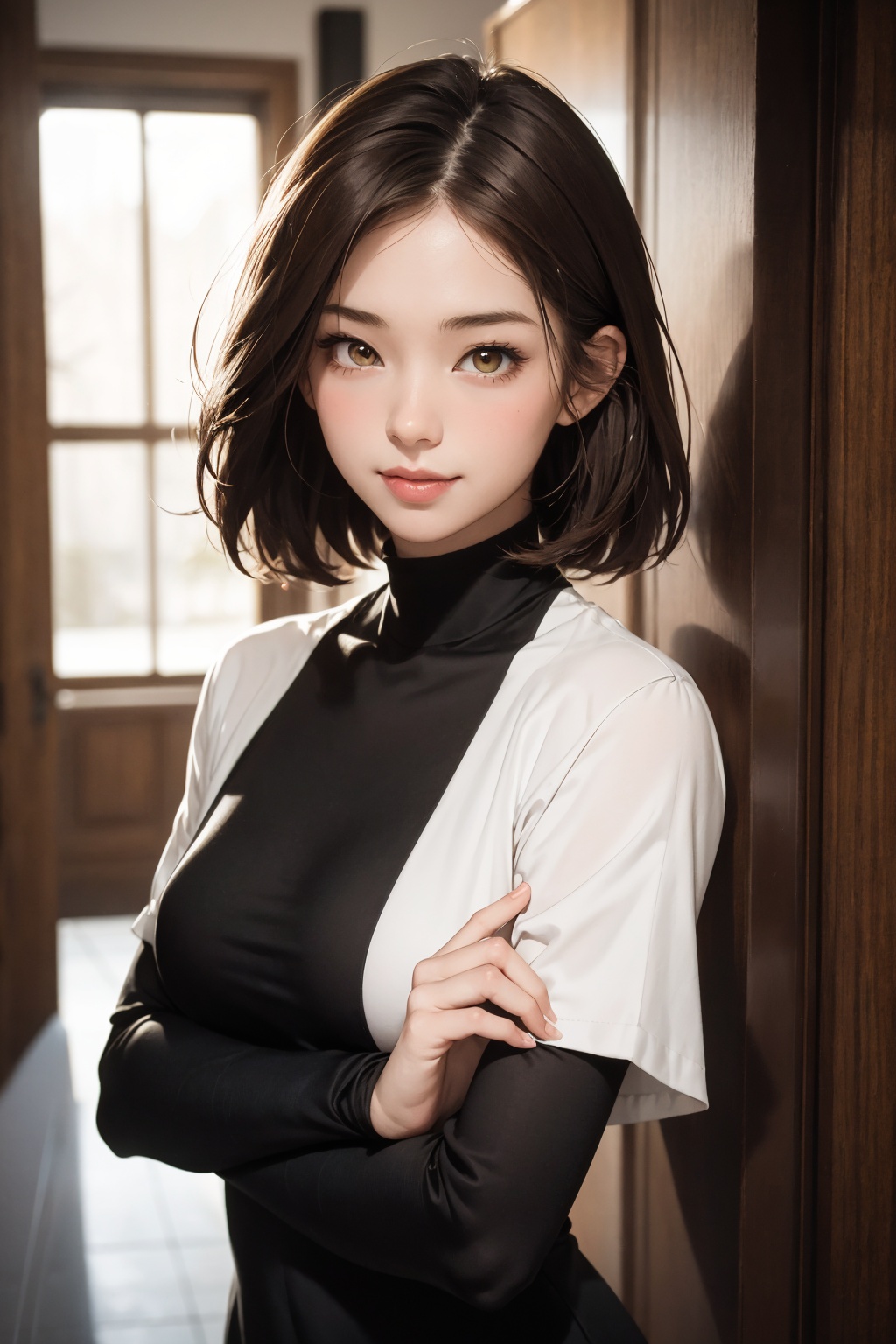(masterpiece),  1girl,  brown hair on Tensor.Art