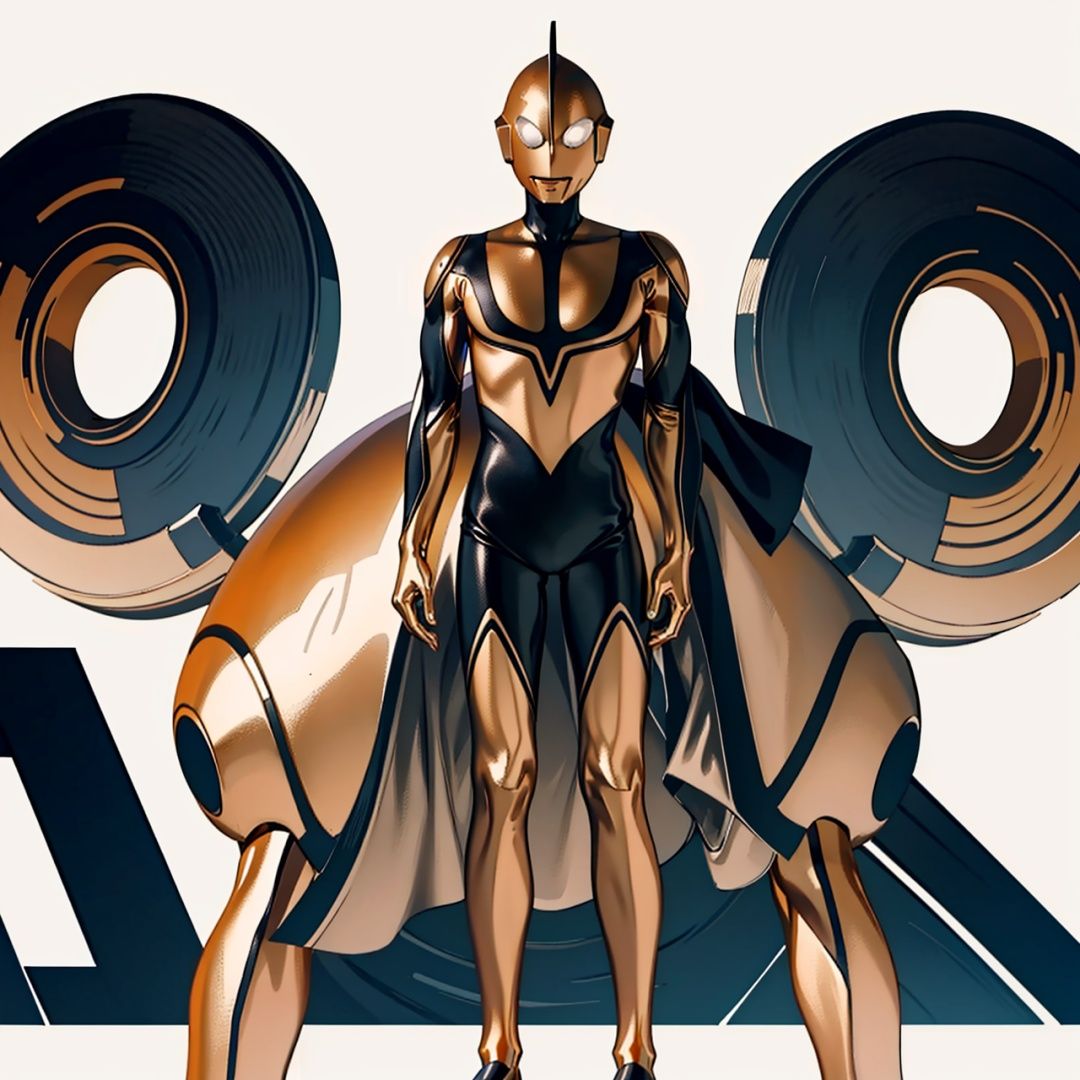 (masterpiece:1.3), (the best quality:1.2), (super fine illustrations:1.2), (Masterpiece), high quality, high detail,((white background:1.2)), looking at viewer, (SOLO:1.4),outline,,simple background,gold bodysuit,gold gloves,legwear,gloves,boots,logo,cover,mask,plugsuit,bodysuit,black pattern on body,gold tight-fitting,gold footwear,helmet,leather suit,ultraman,latex