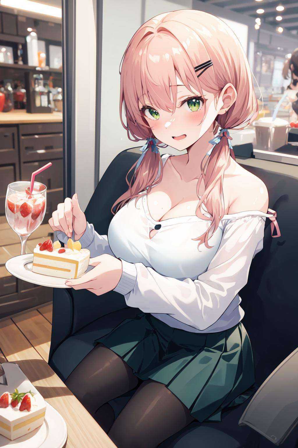 -galgame style,  1girl,  green eyes on Tensor.Art