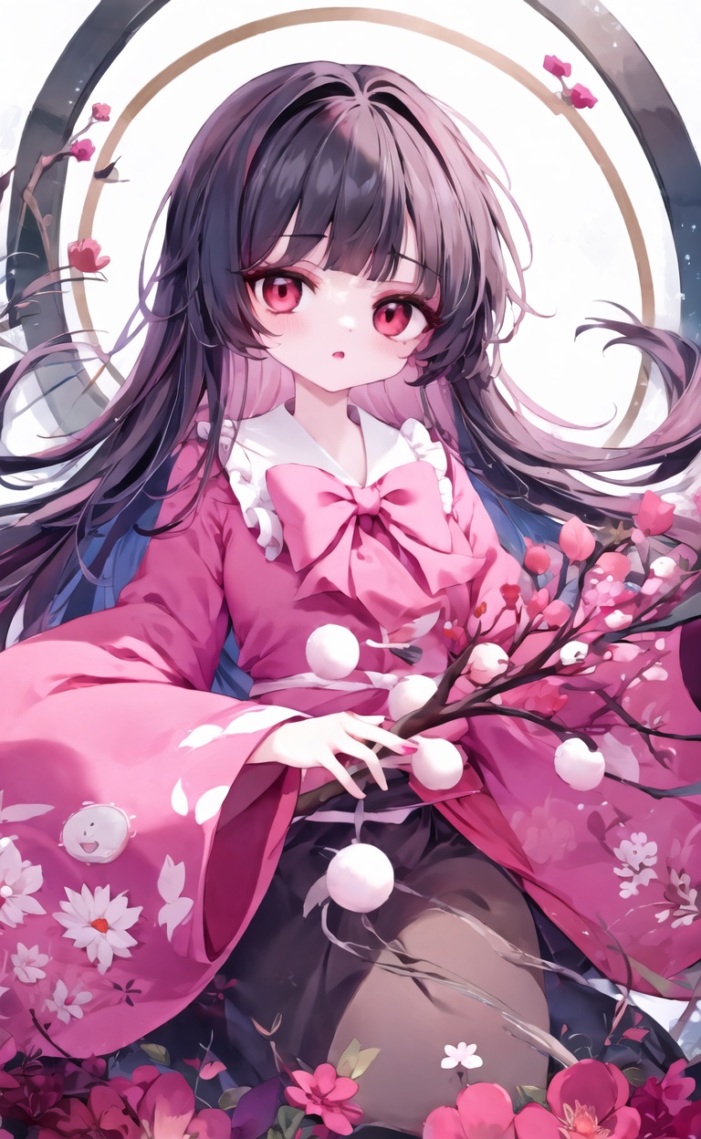 long sleeves,  wide sleeves,  pink shirt on Tensor.Art