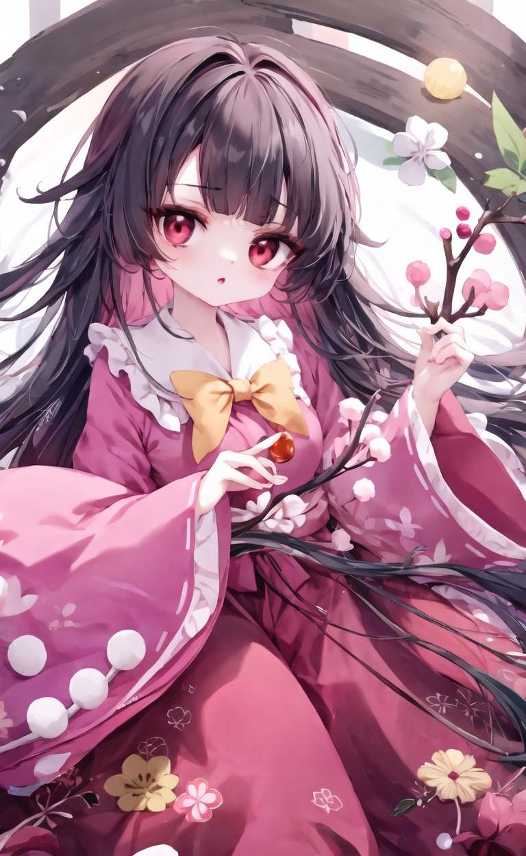 long sleeves,  wide sleeves,  pink shirt on Tensor.Art