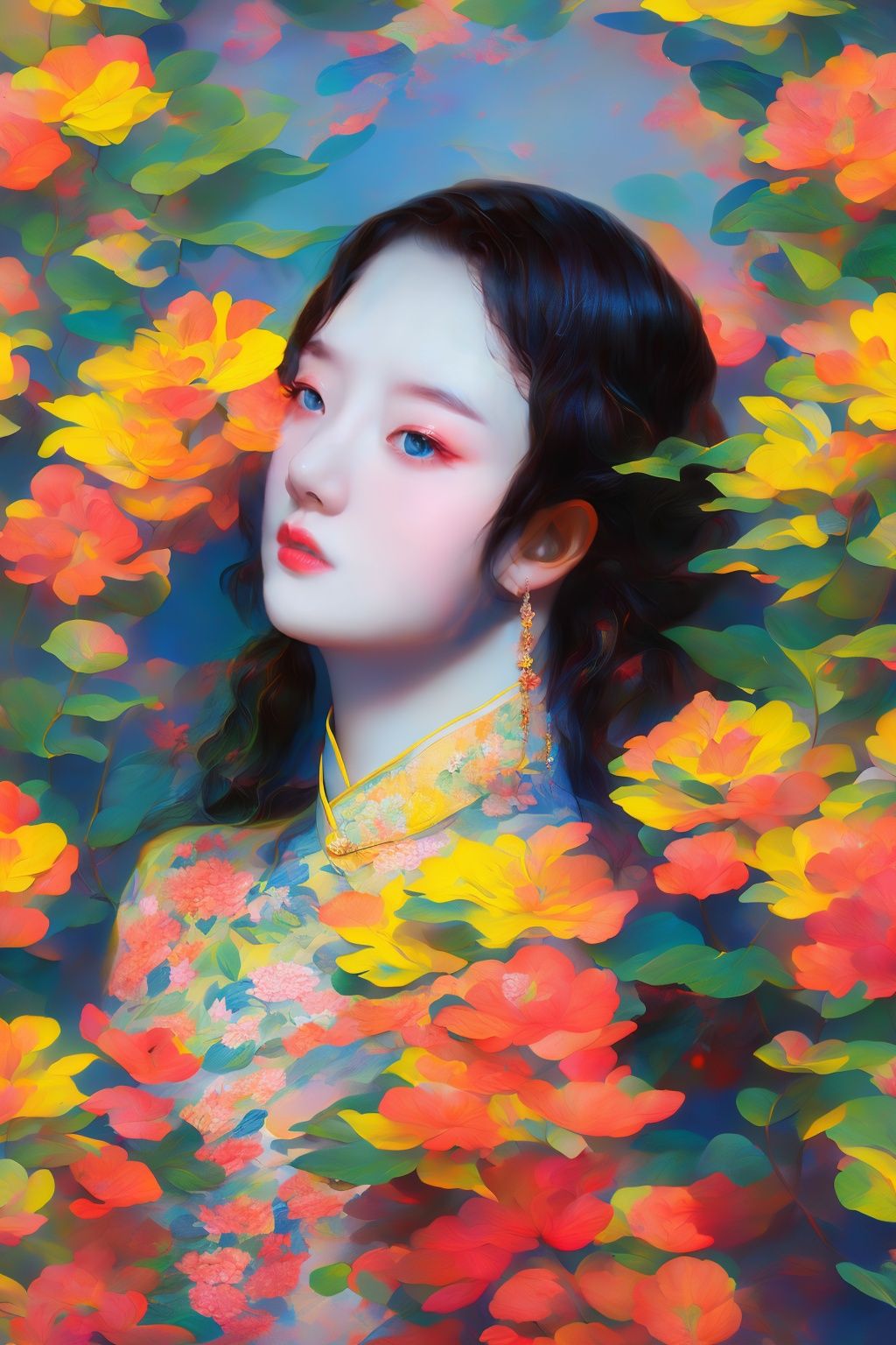 Best quality, masterpiece, realistic, HDR,UHD,8K,1girl, <lora:撞色-000009:1.>，feature