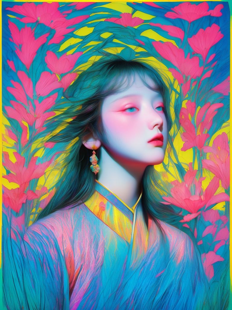 Best Quality, Masterpiece, Realism, HDR,UHD,8K, Ice Crystal texture Wings, Sea of Flowers, Dopamine colors, Psychedelic art, Fantasy Art, Ambient Light, Absurd Absurd, Official style, Tarot Cards. Huge flowers. No one. <lora:撞色-000019:0.8>