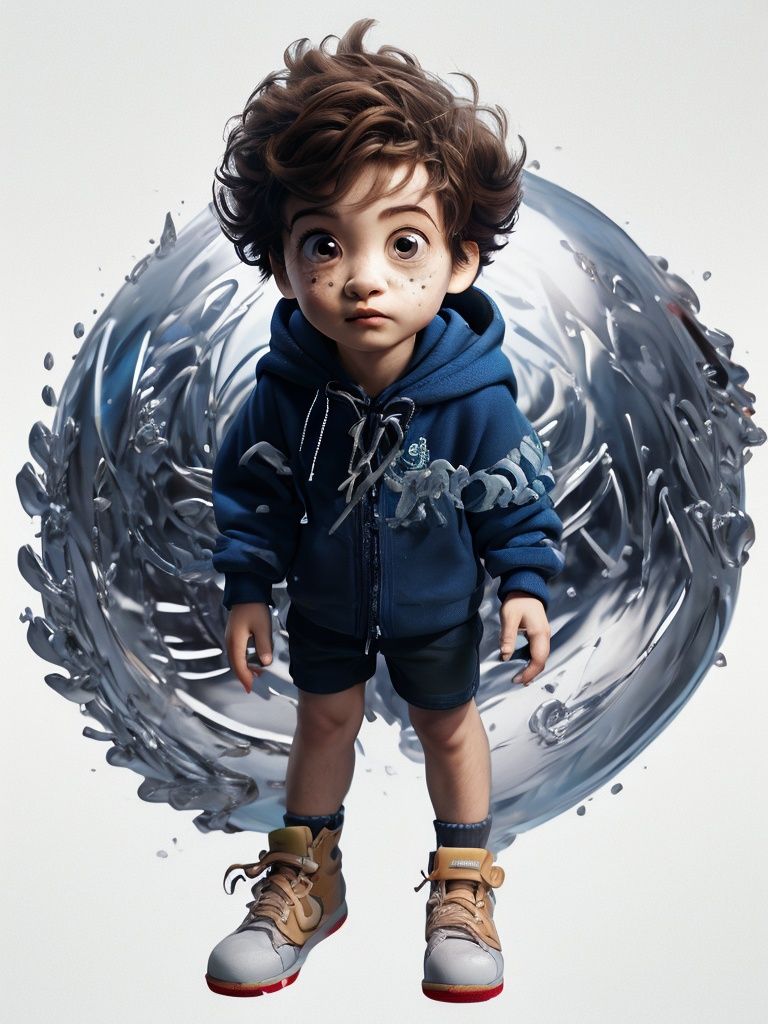 paopaomate,<lora:paopaomate11:0.8>,masterpiece,best quality,8K,collared shirt,official art,ultra high res,1boy,solo,brown hair,hood,sneakers,shoes,male focus,hoodie,freckles,standing,brown eyes,full body,red footwear,hood down,closed mouth,grey background,shorts,long sleeves,frown,