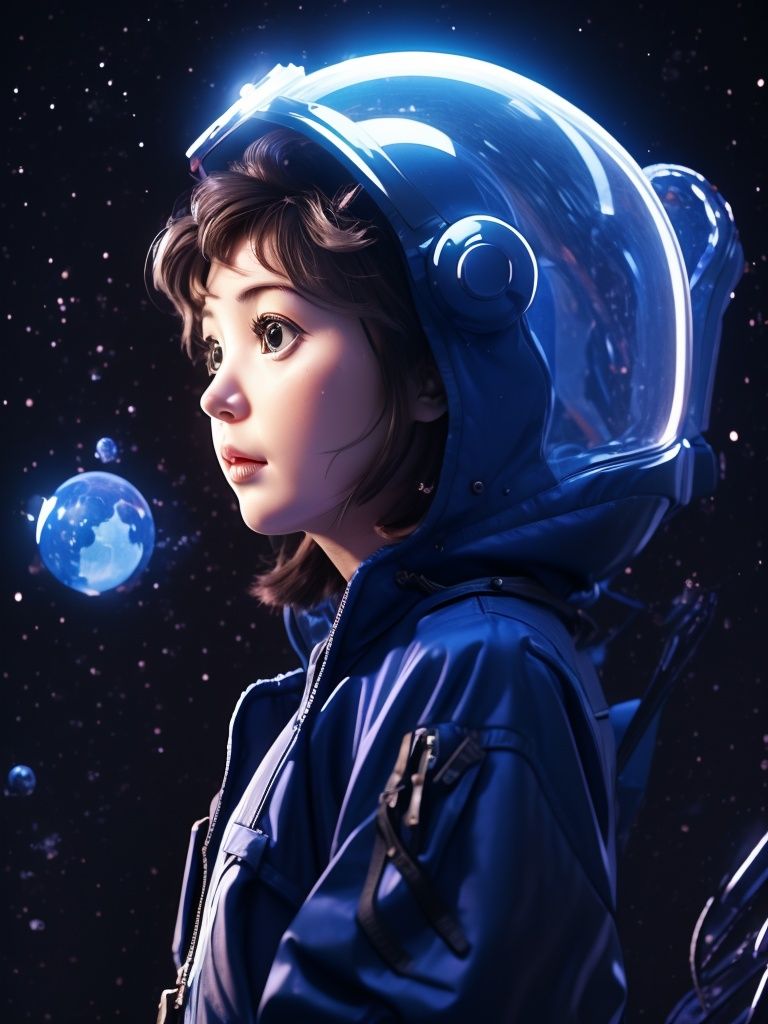Pixar style,MG_ip,1girl,solo,helmet,profile,brown hair,science fiction,portrait,spacesuit,from side,upper body,brown eyes,short hair,machine,<lora:泡泡马特3:0.8>,