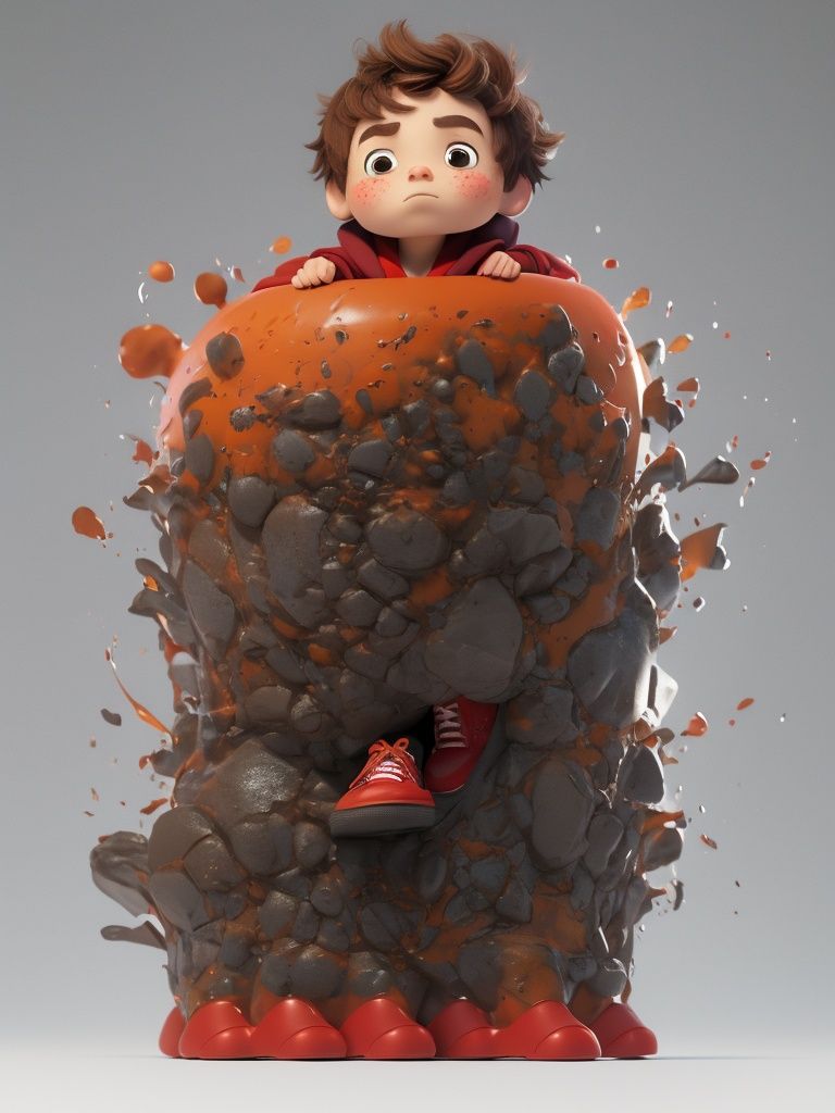 paopaomate,<lora:paopaomate04:0.9>,masterpiece,best quality,8K,collared shirt,official art,ultra high res,1boy,solo,brown hair,hood,sneakers,shoes,male focus,hoodie,freckles,standing,brown eyes,full body,red footwear,hood down,closed mouth,grey background,shorts,long sleeves,frown,