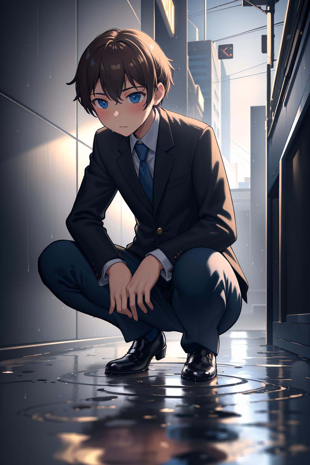 1boy,  solo,  sitting on Tensor.Art