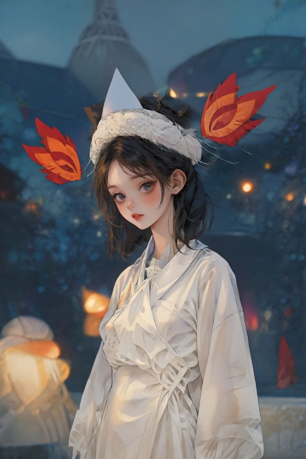  ((best quality)), ((masterpiece)), 1girl, upper body, simple background, cutegui, ghost,