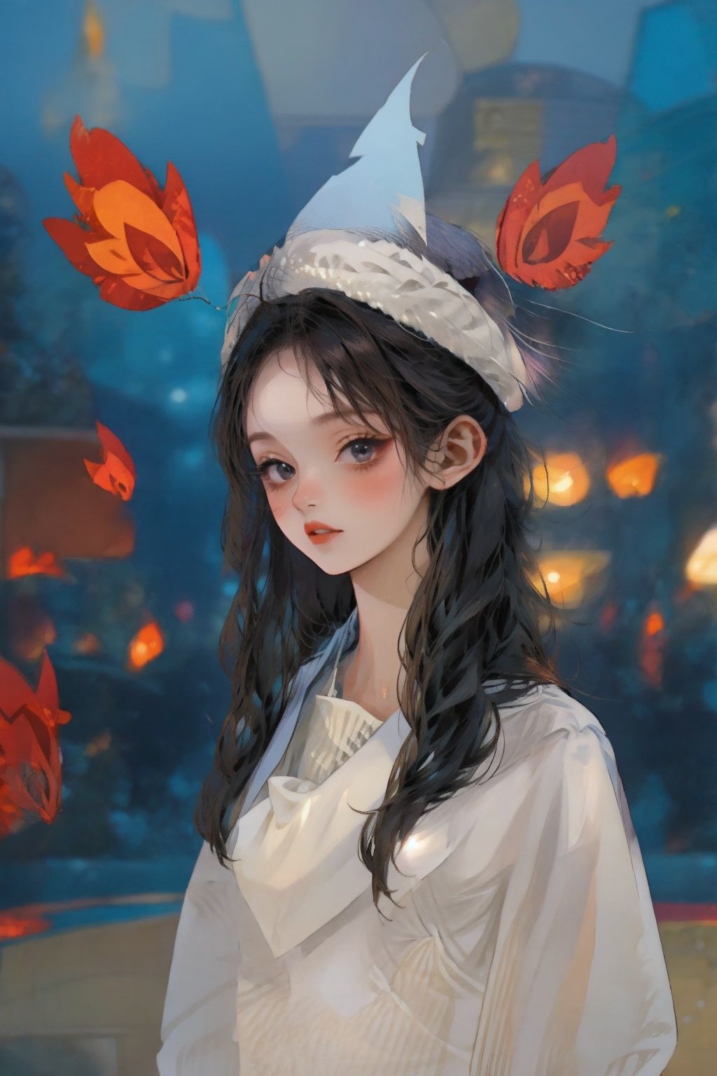  ((best quality)), ((masterpiece)), 1girl, upper body, simple background, cutegui, ghost,