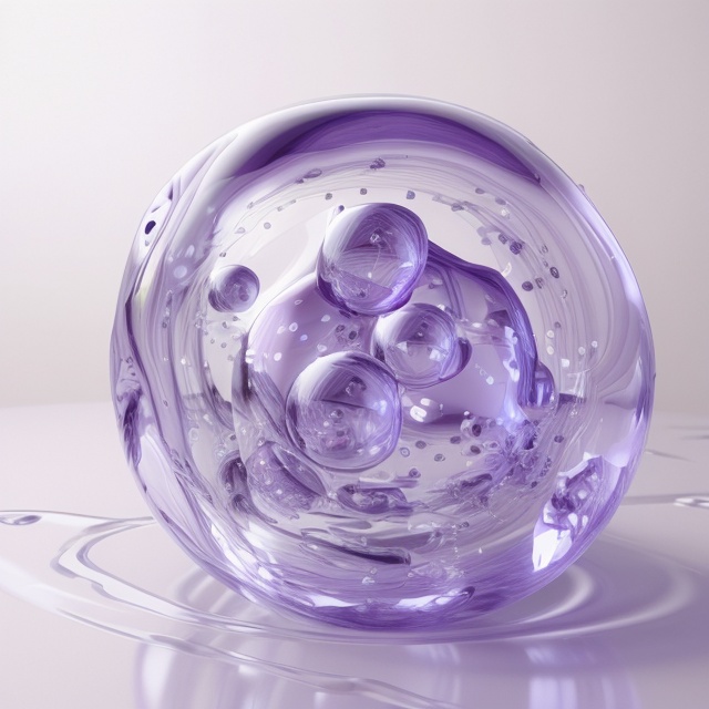 Composition, c4d rendering,
High saturation, cg rendering, purple transparent sphere, technical ingredients