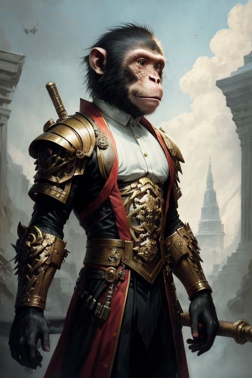absurdres,1boy,solo,*****,incredibly absurdres,reality,full_shot,<lora:monkey:0.8>,monkey,armor,