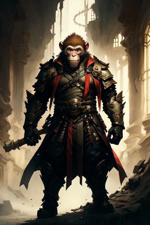 absurdres,1boy,solo,*****,incredibly absurdres,reality,full_shot,<lora:monkey:0.8>,monkey,armor,