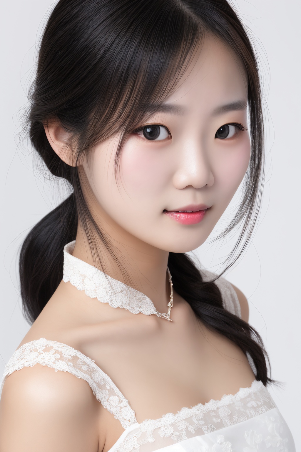 1girl,pretty face,white background,china_dress,portrait,