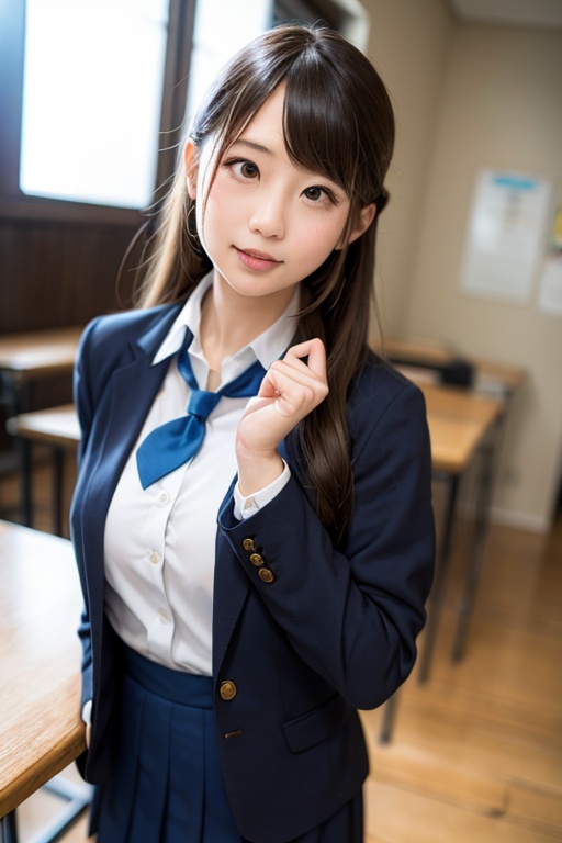 arafed asian woman in a school uniform posing for a picture,  japanese girl school uniform,  a hyperrealistic schoolgirl o...