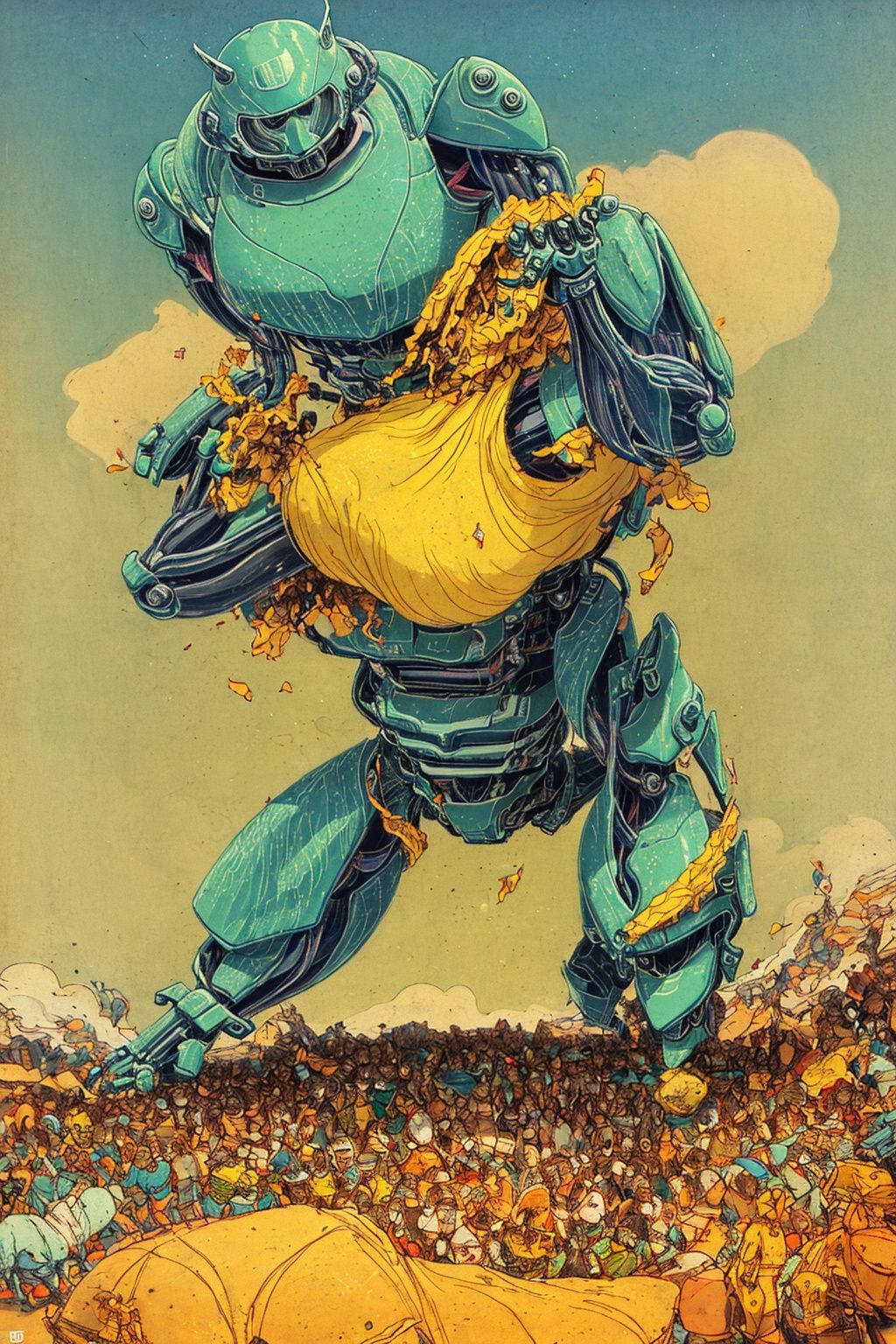 masterpiece,best quality,1 girl, concept art, Norse street, surreal, Gentle Mecha dark yellow ("The Champion of Belief":1.2) , Rule of Thirds, stylized by Beeple, illustration,<lora:nichuanjing-000010:0.8>,8K,HDR