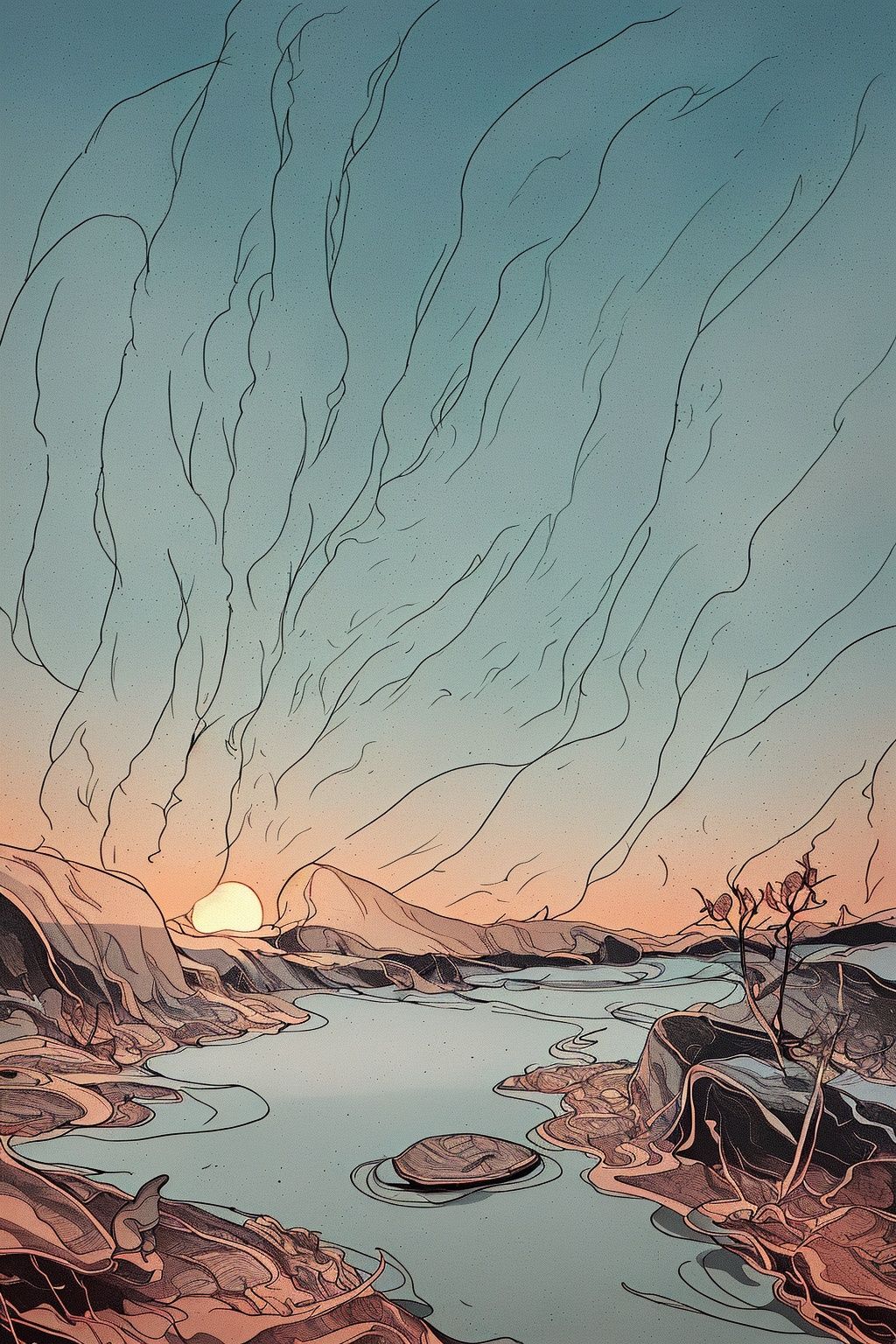 masterpiece,best quality,1girl,8K,HDR,upper_body,<lora:nichuanjing-000010:0.6>,  (Mewtwo:1.2) , dense lake, at Sunrise, in focus, Illustration, Sad, Villagecore, flat lighting, Muted Colors, 4K, masterpiece