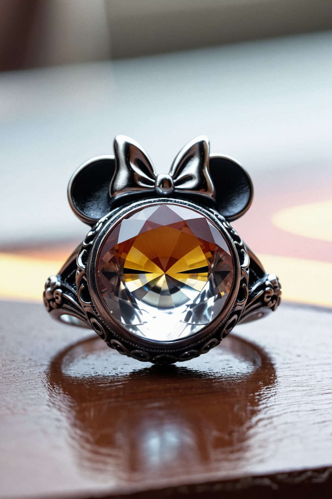 Jewellery women ring,  on table,  silver jewelry on Tensor.Art