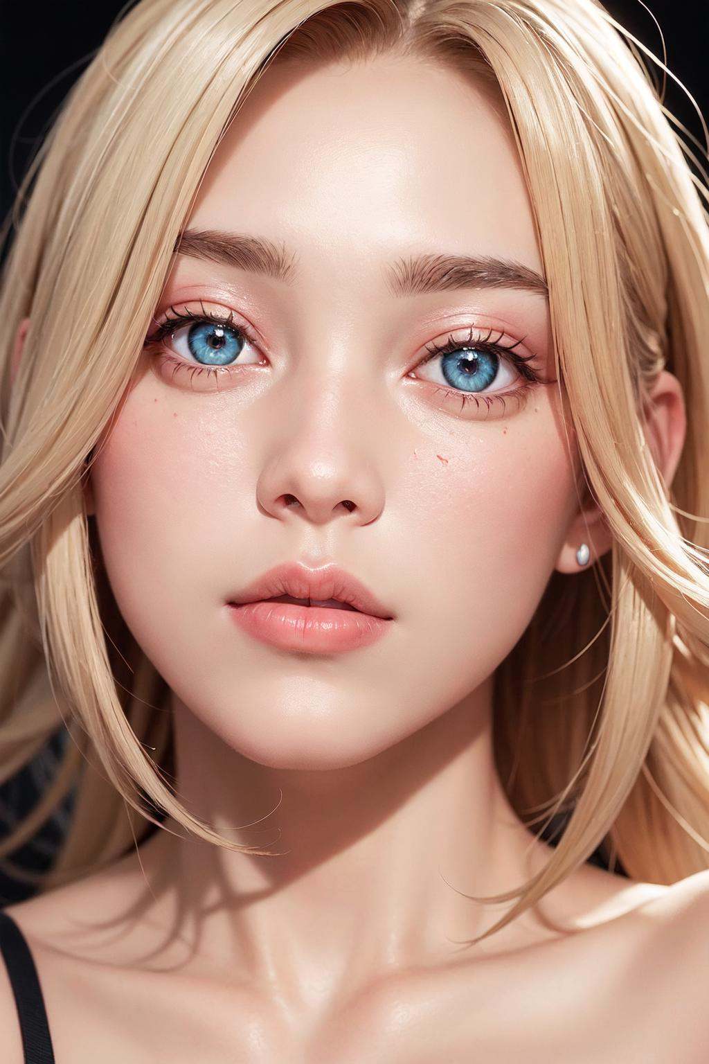 Create character:nose = 2eye shape = 3eye color = red(5)eyebrows = 1mouth = 1cheeks = 1Ears = 1Forehead = 1Hair color = bl...