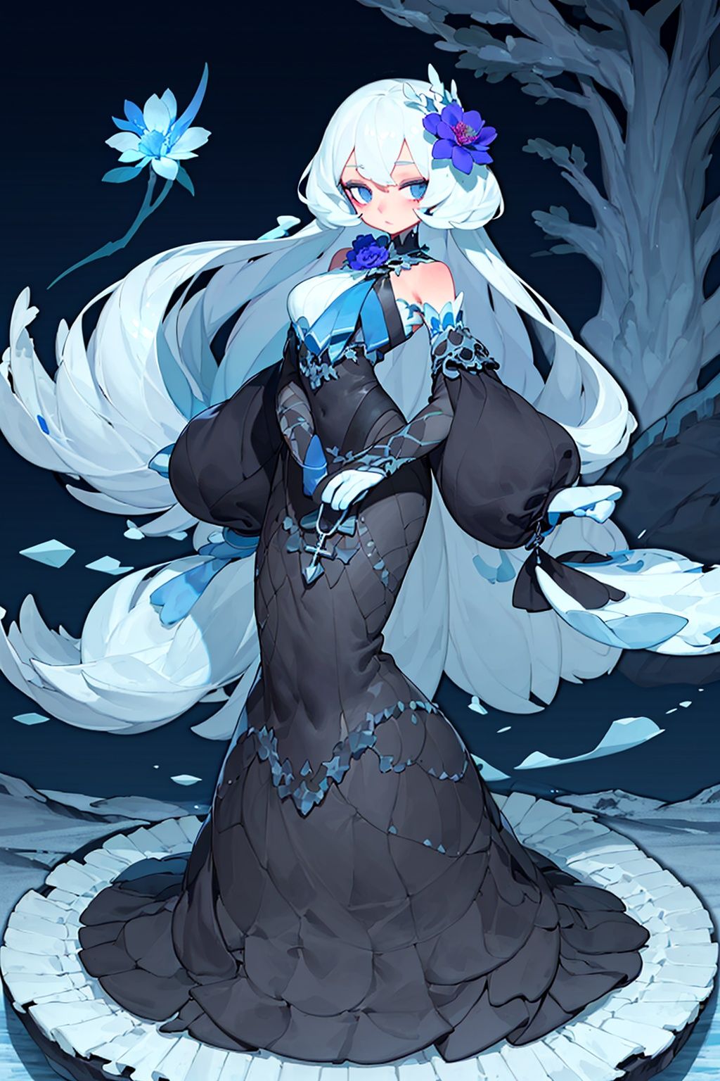 masterpiece,best quality,1girl,exquisite details,<lora:2qhuafeng-000008:0.7>, anime key visual, Zentangle, landscape of a 1920'S (Glacier:1.3) from inside of a Castle, electric blue flower field, Clear skies, Cosy, Harlem Renaissance, F/14, anaglyph effect, ultra high res, 8K,HDR