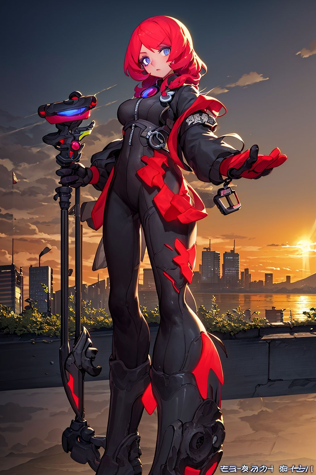 masterpiece,best quality,1girl,exquisite details,<lora:2qhuafeng-000008:0.7>, anime key visual, Patachitra, landscape of a Cyberpunk Overgrown Shanghai, at Sunset, Hopeless, Sunlight, art by Hiroshige, 8K,HDR