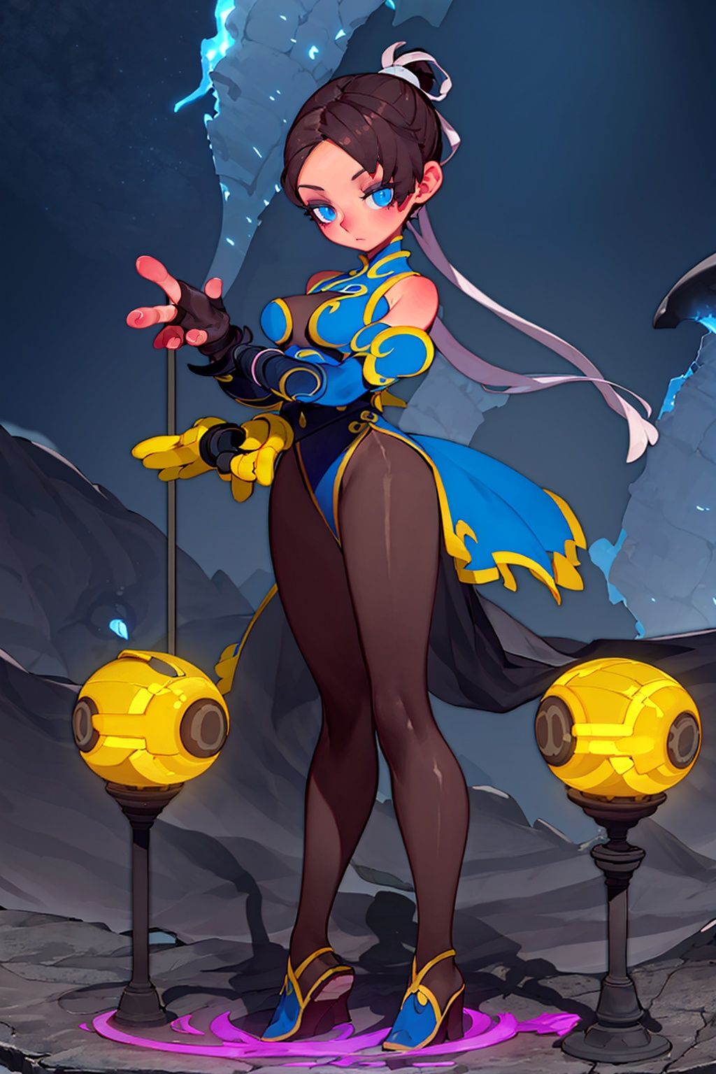 masterpiece,best quality,8K,HDR,Iori 1girl,chun-li,<lora:2qhuafeng-000008:0.8>, concept art, Sci-Fi, landscape of The Loire River from inside of a Dungeon, Thunderstorm, ultrafine detailed, Boho, F/5