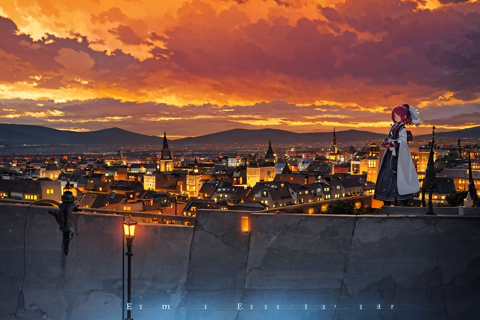 masterpiece,best quality,<lora:2qhuafeng-000008:0.8>1girl, (stylized by Ruth Sanderson:0.7) , anime key visual, landscape of a (Ecuador:1.1) , city, at Sunrise, 50s Art, F/8, award winning, 8K,HDR