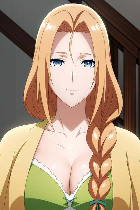 Simple White Background,green dress,collarbone, cleavage, Yellow cape,<lora:Aisha_Hart_Gluttony-KK77-V1:0.7>,blue eyes, blonde hair,bangs,Long_hair,single braid, <lora:Oda_Non_Style-KK77-V2:0.3>,<lora:more_details:0.1>,1 girl, 20yo,Young female,Beautiful Finger,Beautiful long legs,Beautiful body,Beautiful Nose,Beautiful character design, perfect eyes, perfect face,expressive eyes,perfect balance,looking at viewer,(Focus on her face),closed mouth, (innocent_big_eyes:1.0),(Light_Smile:0.3),official art,extremely detailed CG unity 8k wallpaper, perfect lighting,Colorful, Bright_Front_face_Lighting,White skin,(masterpiece:1.0),(best_quality:1.0), ultra high res,4K,ultra-detailed,photography, 8K, HDR, highres, absurdres:1.2, Kodak portra 400, film grain, blurry background, bokeh:1.2, lens flare, (vibrant_color:1.2),professional photograph,(Beautiful,large_Breasts:1.4), (beautiful_face:1.5),(narrow_waist),