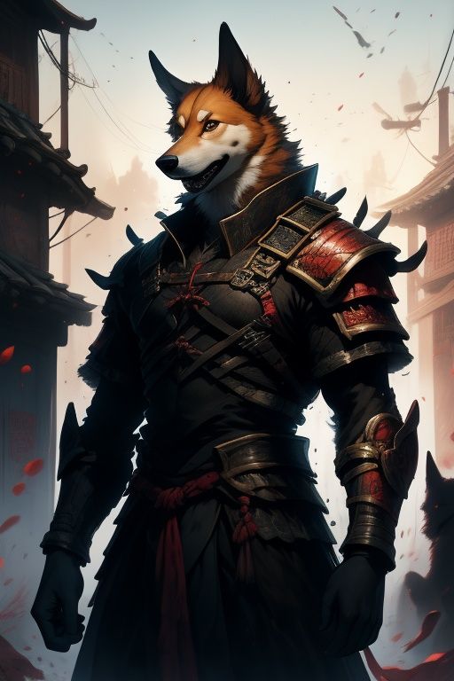 absurdres,1boy,solo,*****,incredibly absurdres,reality,<lora:dog:0.8>,dog,armor,Chinese Rural Dog,full_shot,