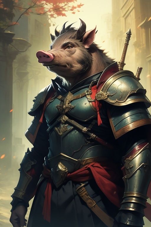absurdres,1boy,solo,*****,incredibly absurdres,reality,<lora:pig:0.8>,pig,armor,(bucktooth:1.6),black hair,wild boar,
