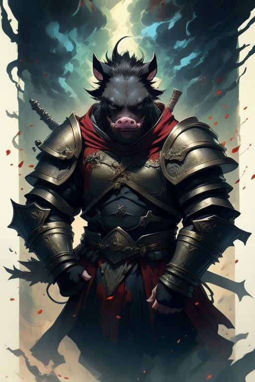 absurdres,1boy,solo,*****,incredibly absurdres,reality,<lora:pig:0.8>,pig,armor,(bucktooth:1.6),(black hair:1.6),wild boar,