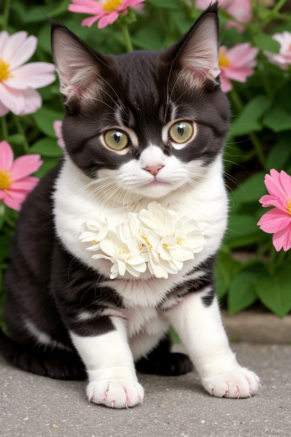 a photo of a cute little puppy the cat surrounded by beautiful flowers extremely detailed fur by ArtAIAlchemy on Tensor.Art