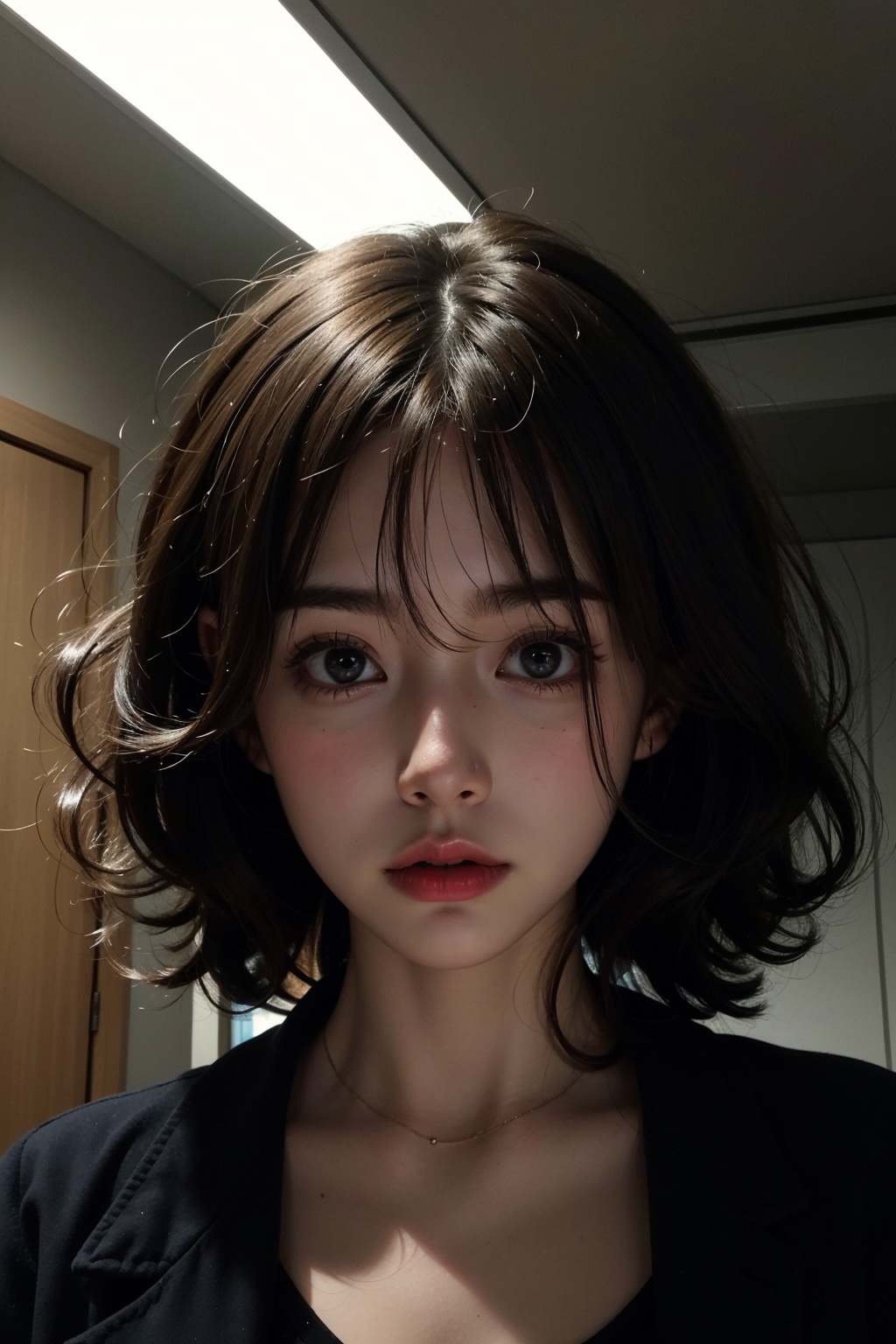 1girl,  curly hair,  in the dark by ArtAIAlchemy on Tensor.Art