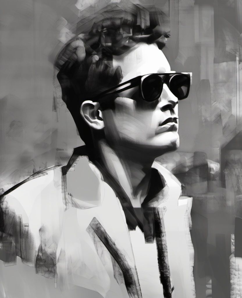 chahua,solo, monochrome, sunglasses, 1boy, male focus, greyscale, closed mouth, portrait, <lora:肖像插画_XL:1>, masterpiece, best quality,