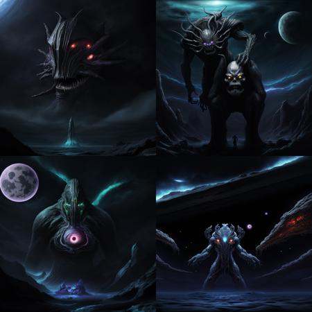 lvcrftn AND cosmic void,  space,  monstrous beings on Tensor.Art