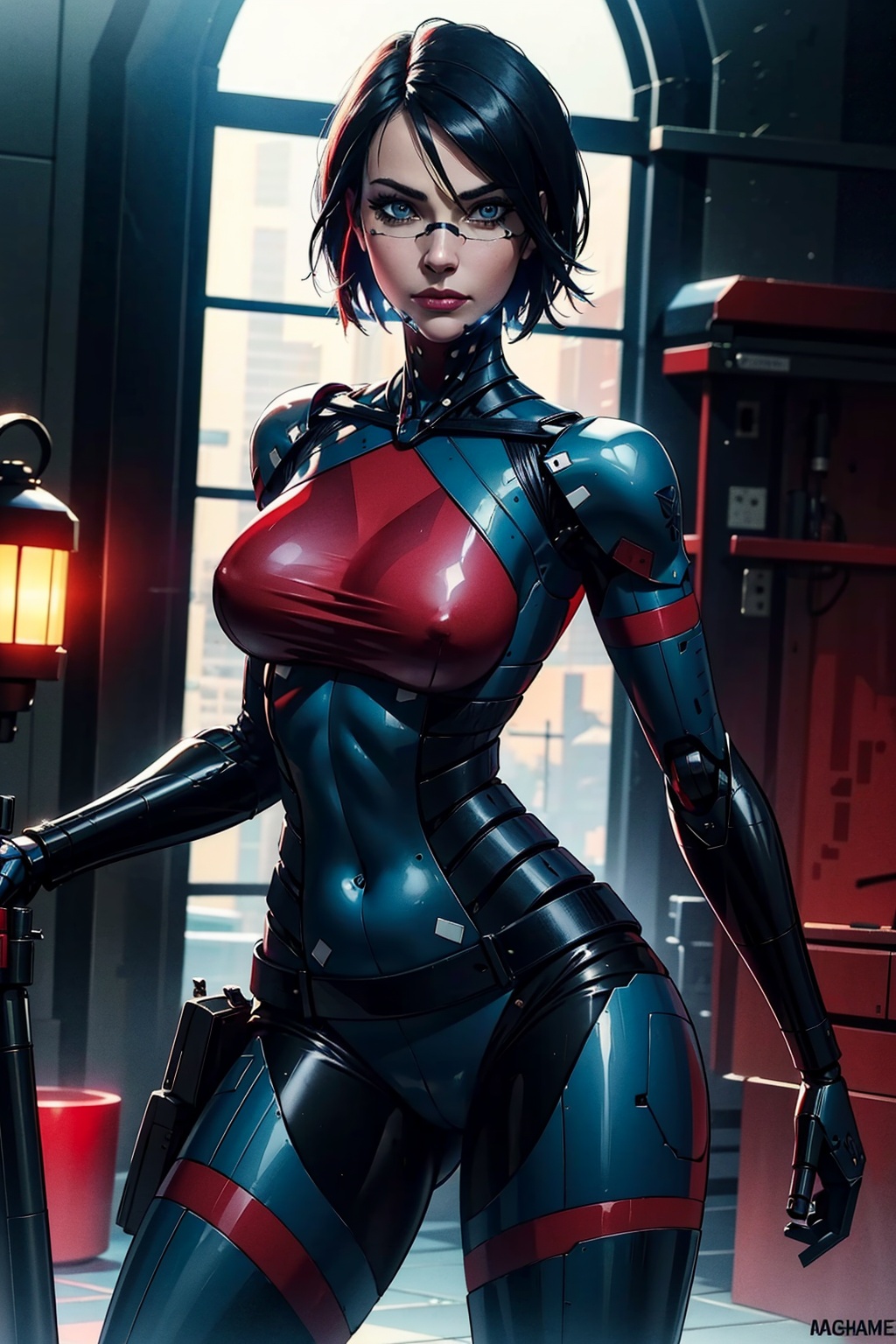 1girl,  black hair ,  robot joints by Keith on Tensor.Art