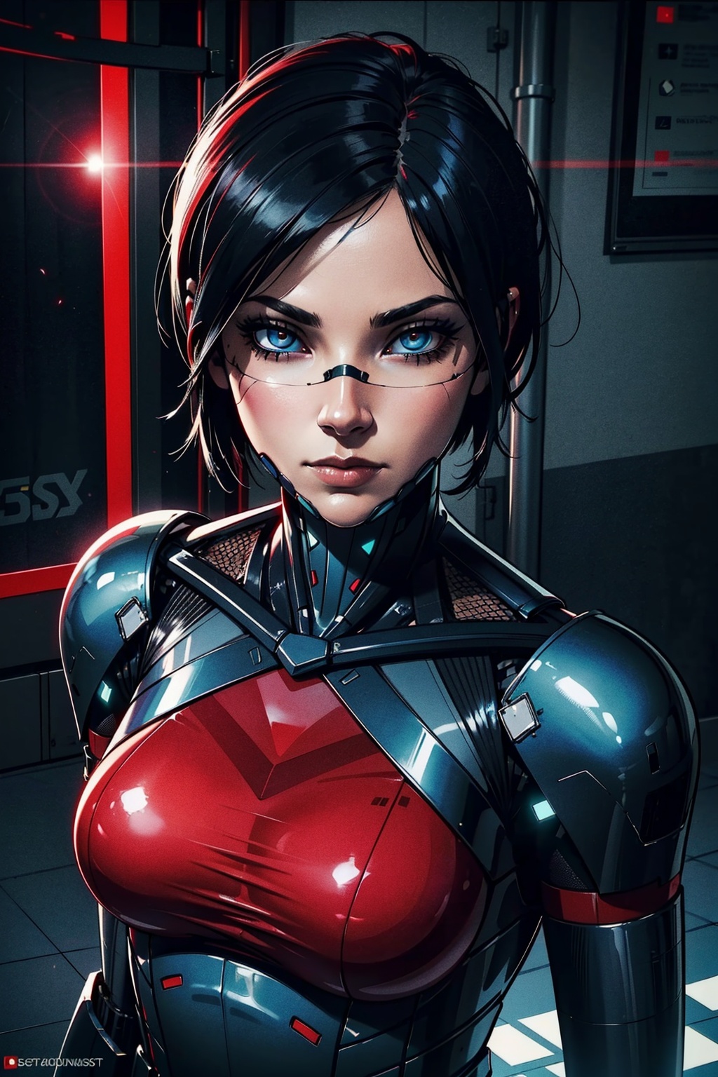 1girl,  black hair ,  robot joints by Keith on Tensor.Art