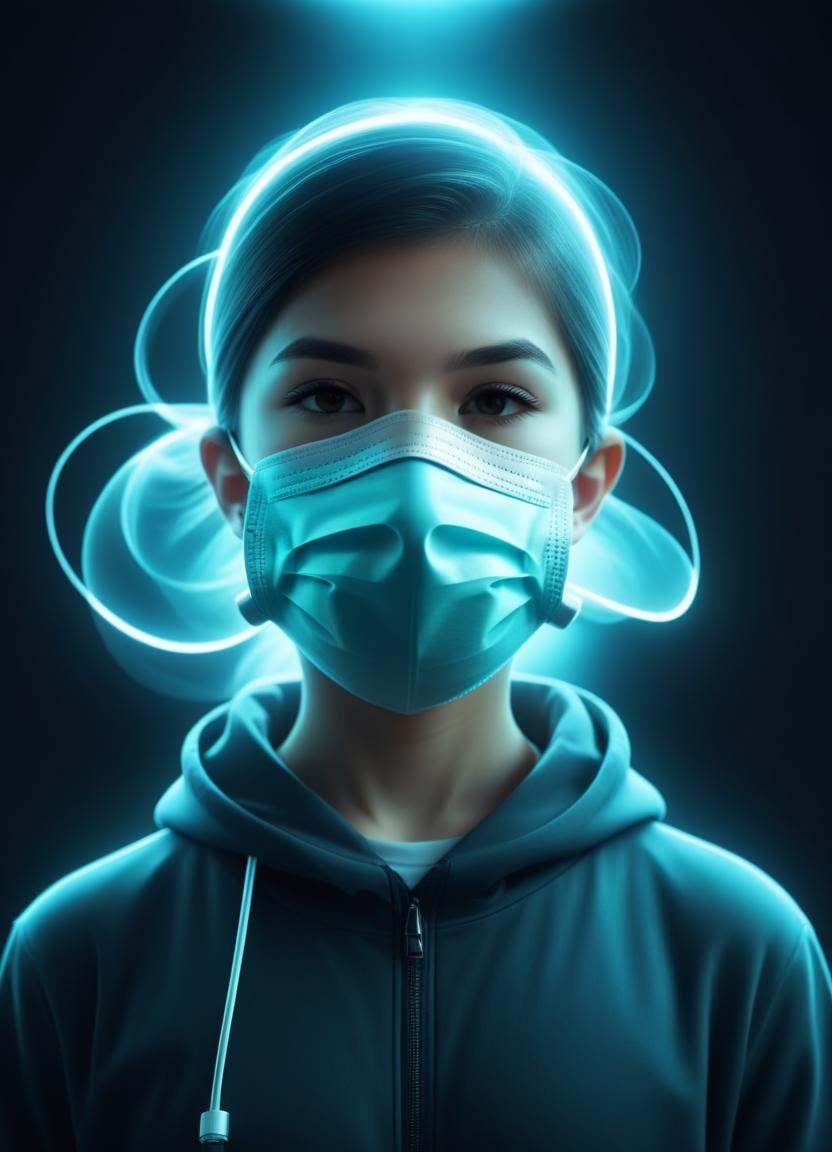 Super Mario style there are many children wearing masks in a classroom,  surgical mask covering mouth,  clean medical envi...