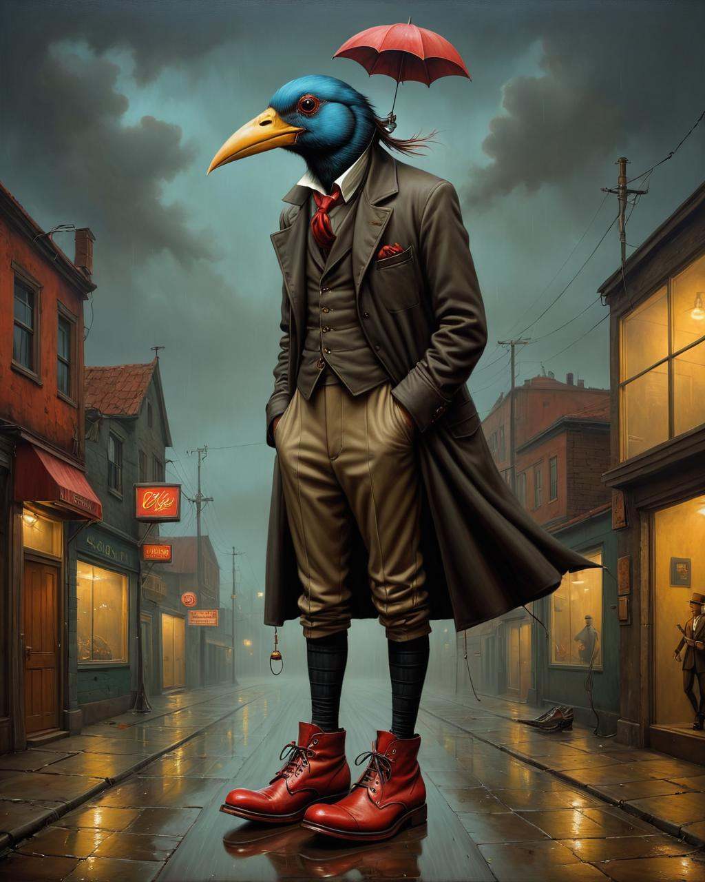 Neon noir in the style of esao andrews,  esao andrews style,  esao andrews art on Tensor.Art