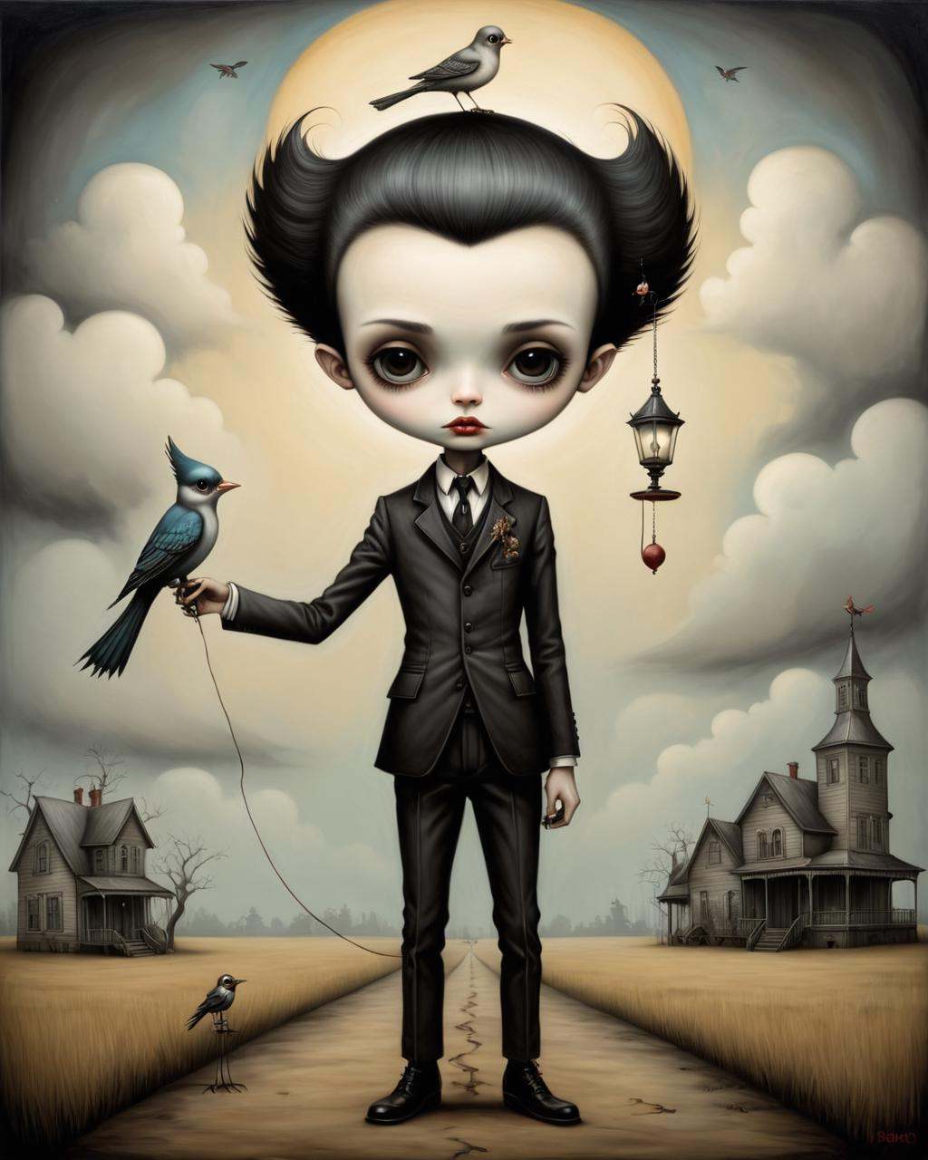 Film noir style in the style of esao andrews,  esao andrews style,  esao andrews art on Tensor.Art