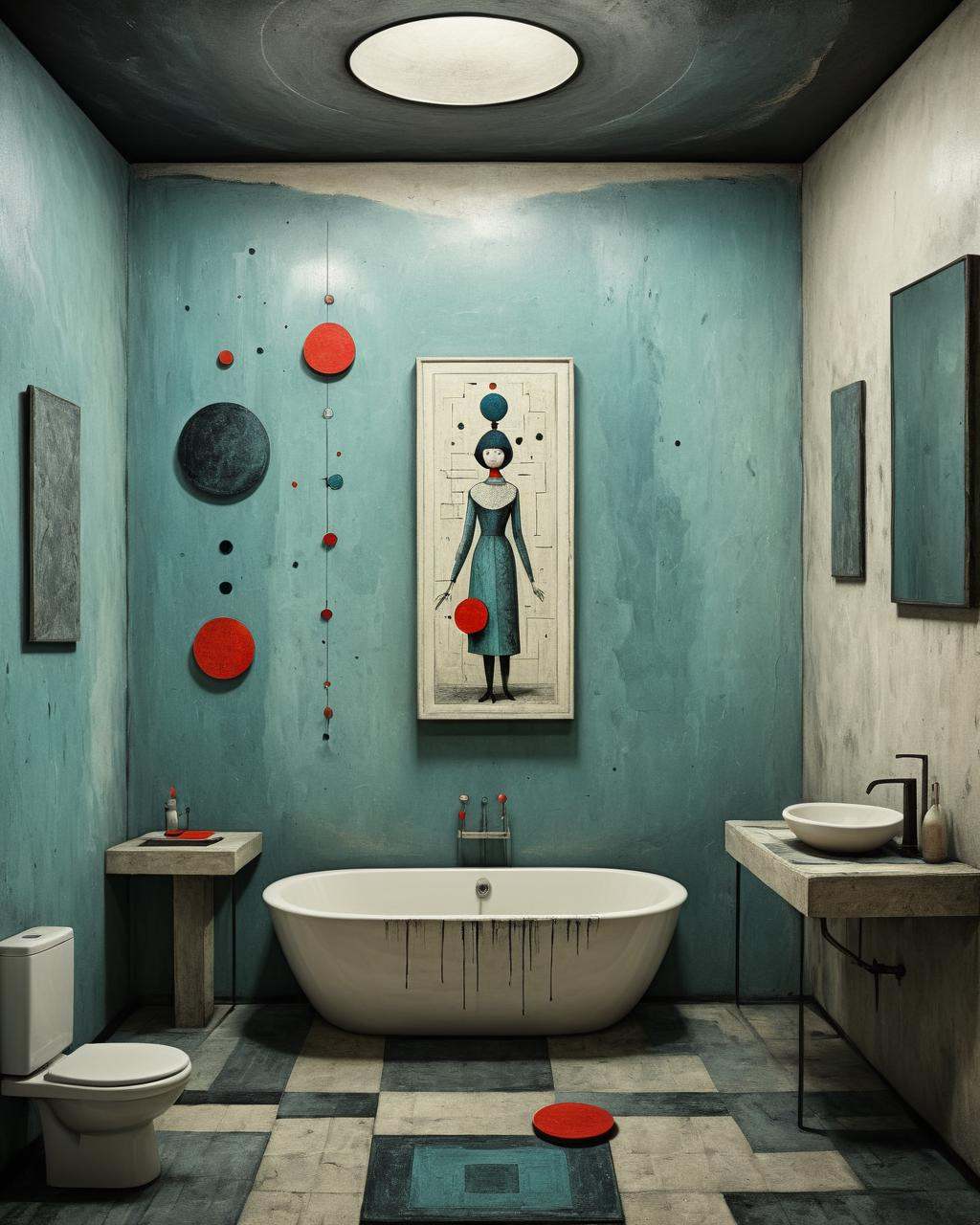 Grunge style n the style of kazimir malevich,  Zentangle,  Divine Bathroom on Tensor.Art